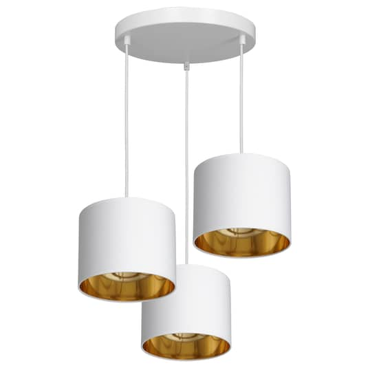 B-grade Euluna pendant light, hanging lamp, Soho cylindrical round 3-light white/Go