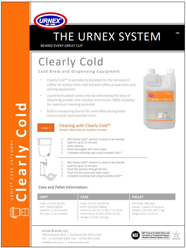 Urnex Clearly Cold Cleaning Agent – 1000ml