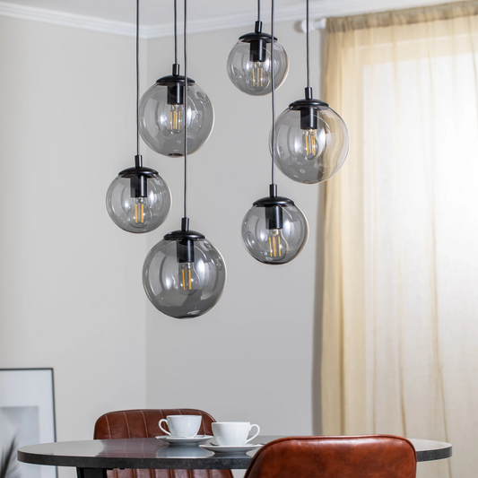 B-lager Euluna hengiljós Smoky með glerskermum hengiljós hengilampi lampi 6 perur.