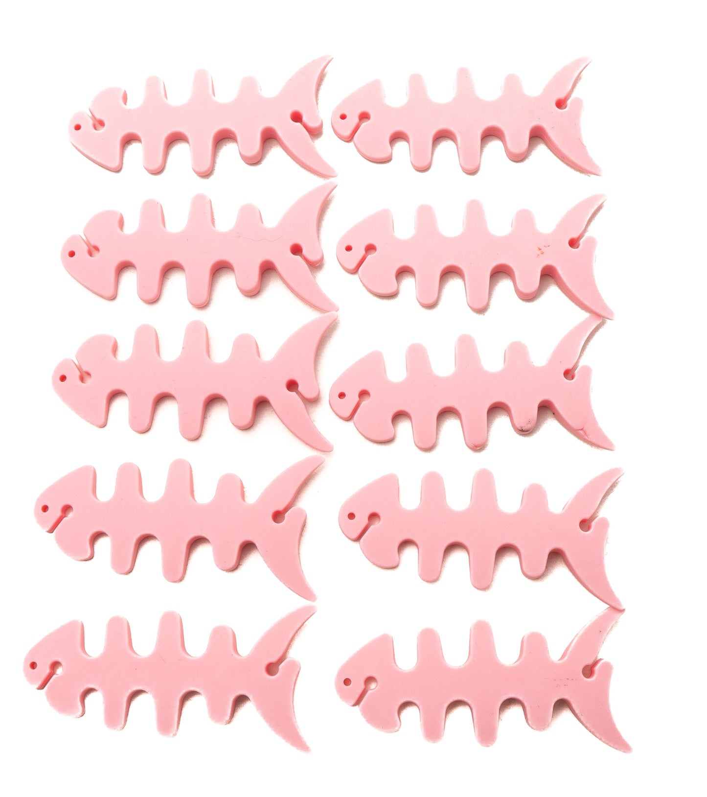 SYSTEM-S 10er Set Kabelmanager Wrap Kabelaufroller Fischform Silikon Aufwickler Kabelschutz in Pink
