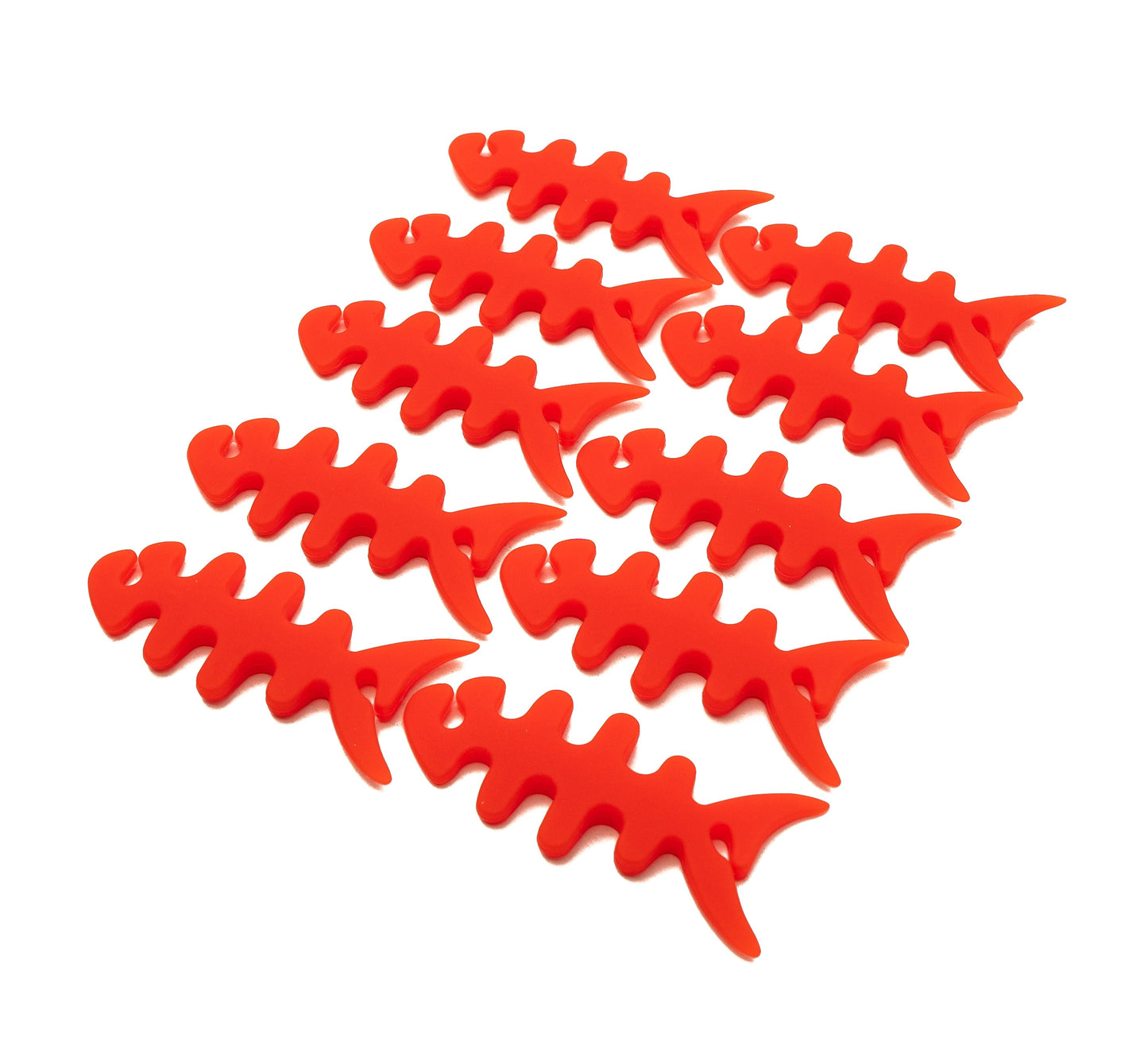 SYSTEM-S 10er Set Kabelmanager Wrap Kabelaufroller Fischform Silikon Aufwickler Kabelschutz in Rot
