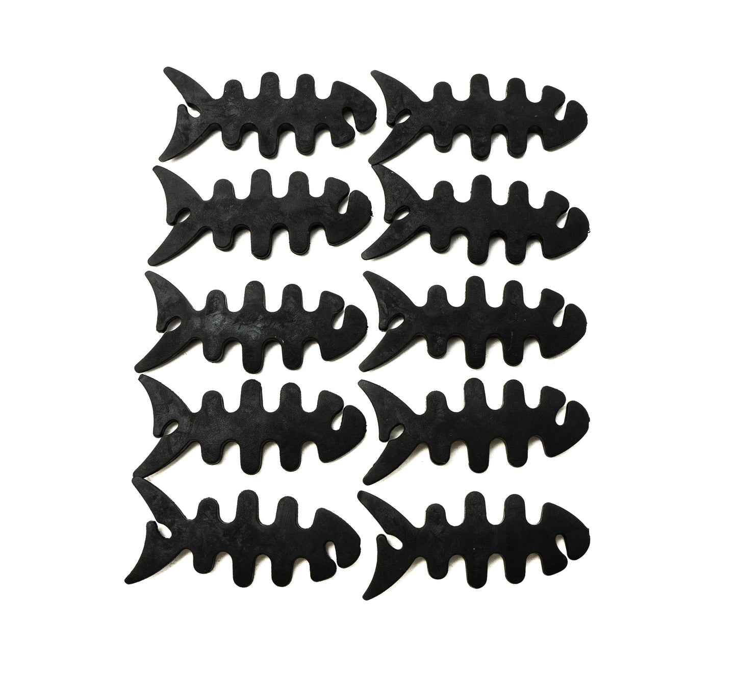 SYSTEM-S 10er Set Kabelmanager Wrap Kabelaufroller Fischform Silikon Aufwickler Kabelschutz in Schwarz
