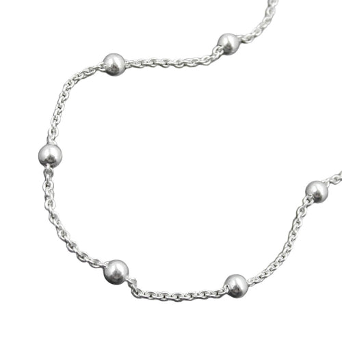 Ökklakeðja 1,3 mm akkeri, breytileg lengd með 13 kúlum úr silfri 925, 25 cm