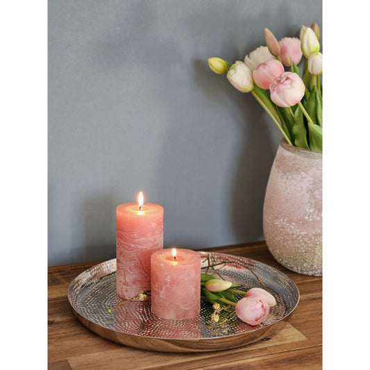 Teller Dekoteller Silber Metall rund Hammerschlag Kerzenteller Schale Ø 33 cm