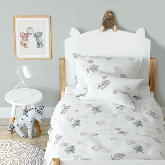 "Cat with Balloons" Premium Children's Bedding