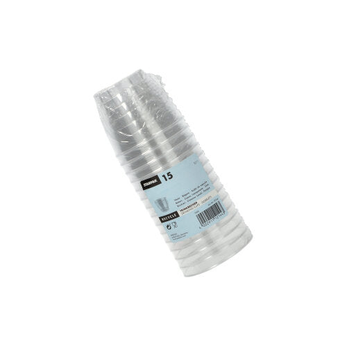 Starpak 15 Trinkbecher, PS 0,1 l Ø 6,8 cm · 5,4 cm glasklar | Schrumpffolie (15 Stück)