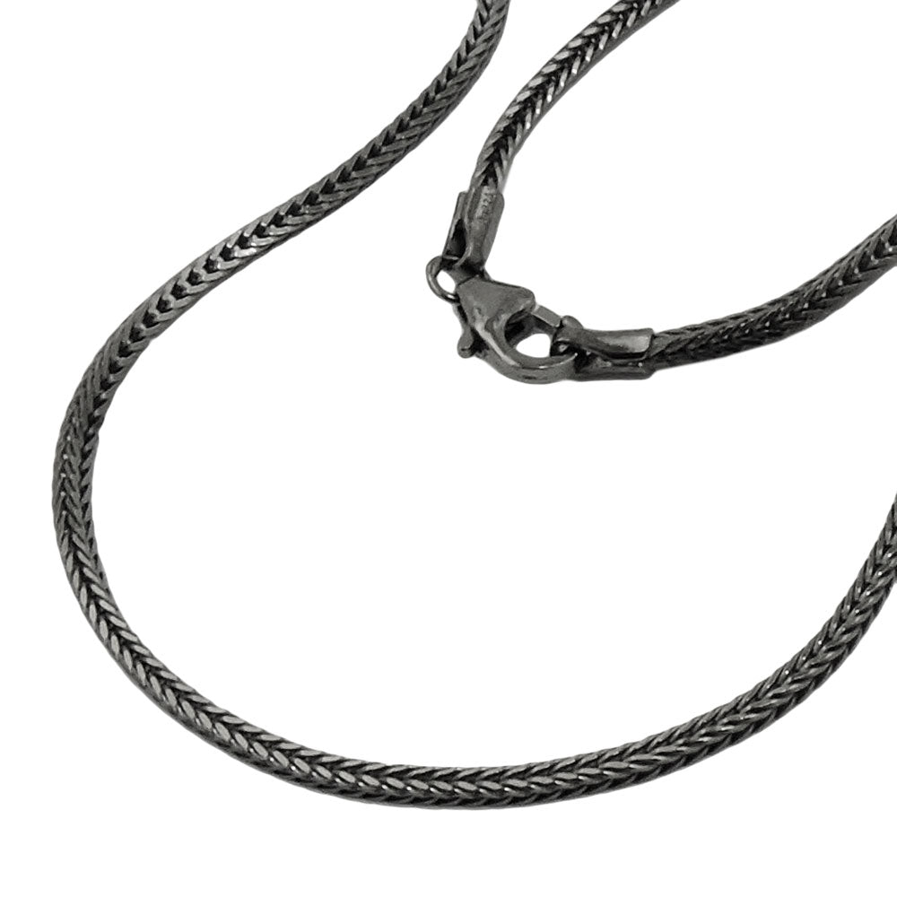Keðja 1,5 mm refahalskeðja ródínhúðuð silfur 925 42 cm
