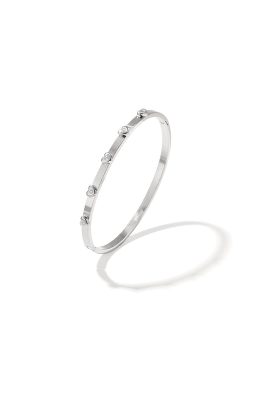 Armreifen aus Edelstahl, Herzmotiv, lässig-schlichte Serie, Damenschmuck