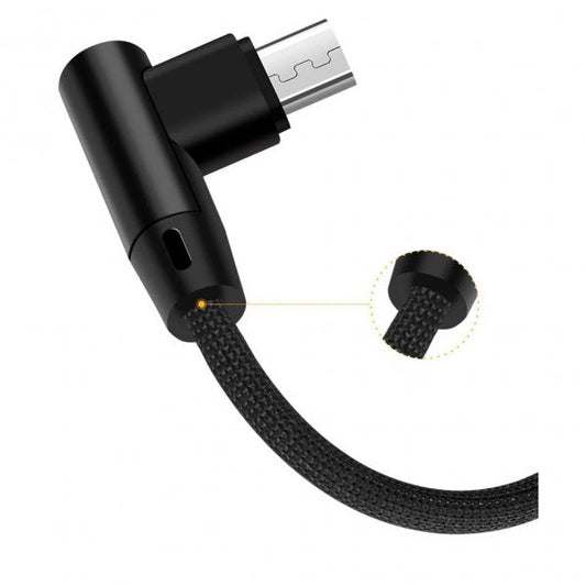 SYSTEM-S Micro USB snúra 90° rétthyrnd tengi í USB 2.0 Tegund A 90° rétthyrnd gagnasnúra hleðslusnúra 20 cm í svörtu