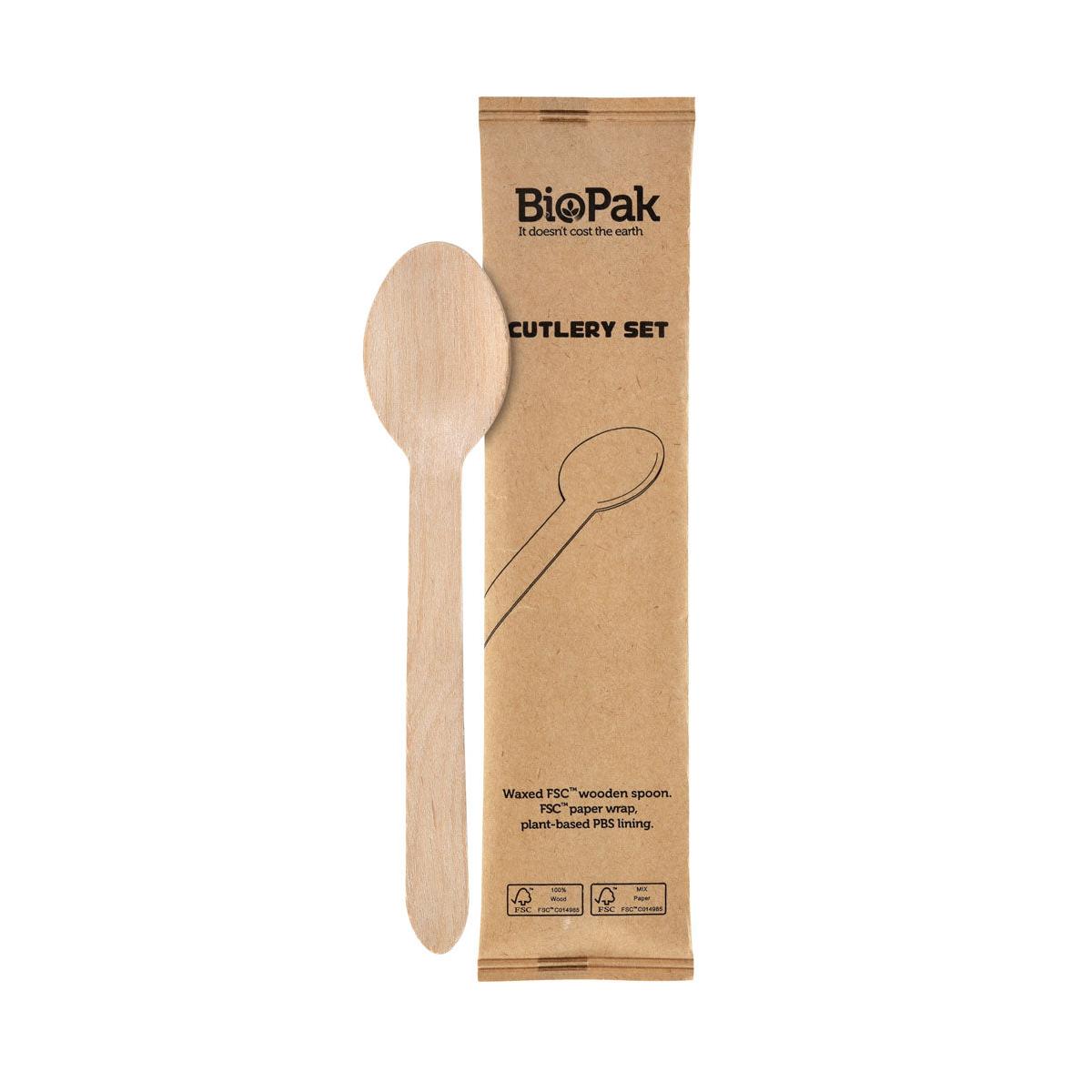 1/1 Löffel Petit, Holz, einzeln verpackt Natural gewachst 165 | Packung (250 Stück)