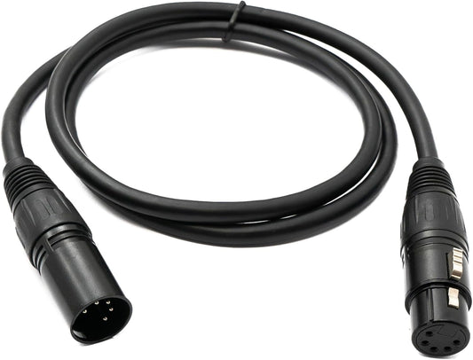 SYSTEM-S Audio XLR Kabel 50 cm 5 polig Buchse zu Stecker Adapter in Schwarz