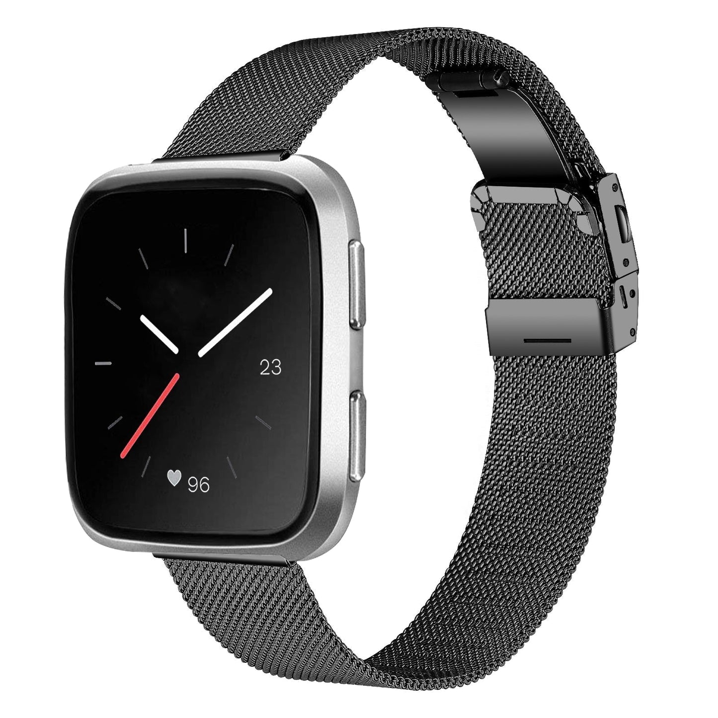 SYSTEM-S Milanese málmarmband fyrir Fitbit Versa 2 1 Lite snjallúr í svörtu