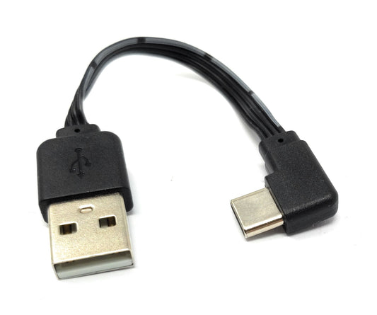 SYSTEM-S USB 3.1 cable 13 cm Type C male to 2.0 Type A male angled flat black