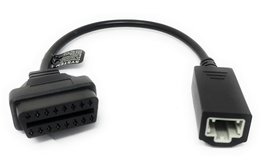SYSTEM-S OBD snúra 30 cm OBD 2 tengill fyrir Honda 3 pinna í svörtu fyrir bílgreiningar