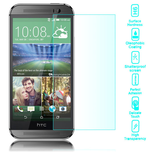 NALIA skjávörn fyrir HTC One M8, 9H skjávörn úr hertu gleri sem er alveg hulin.