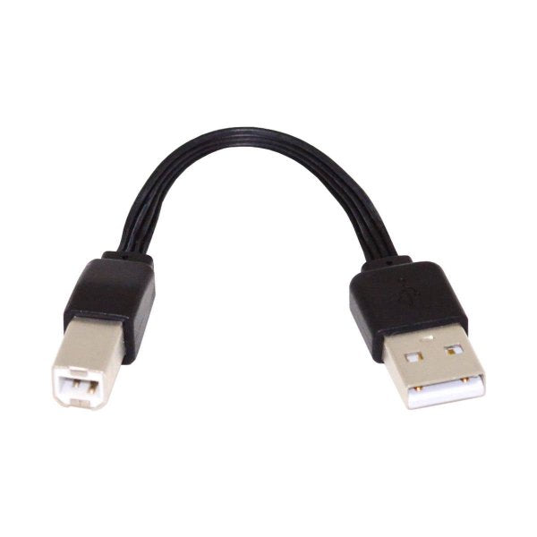 SYSTEM-S USB 2.0 snúra 13 cm karlkyns B í karlkyns A stutt flatt tengi í svörtu