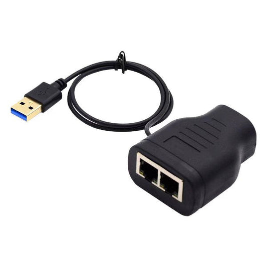 SYSTEM-S LAN Y millistykki 2x RJ45 kvenkyns í kvenkyns Ethernet skiptingartæki USB 3.0 snúra svart