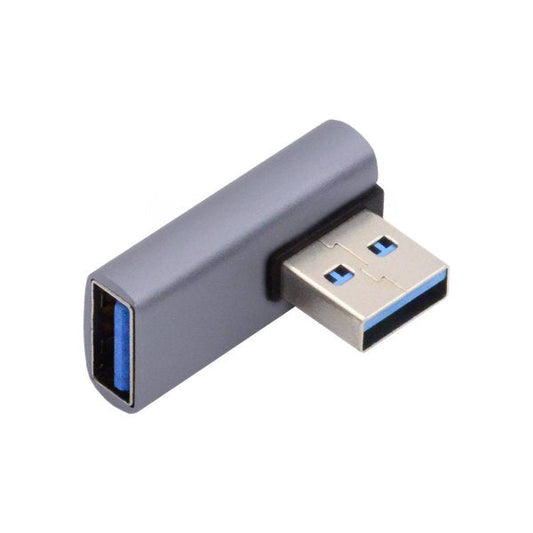 SYSTEM-S USB 3.0 Gen 2 millistykki af gerð A, kvenkyns í karlkyns, hornsnúra, grá