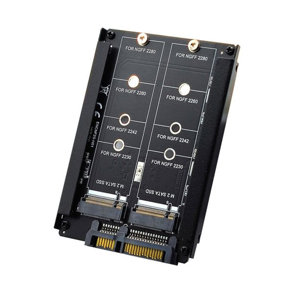 SYSTEM-S NGFF B+M lykla millistykki fyrir 2x M.2 SSD kort í 2,5 tommu SATA samsettan harða disk