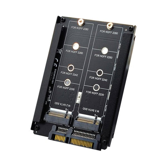 SYSTEM-S NGFF B+M lykla millistykki fyrir 2x M.2 SSD kort í 2,5 tommu SATA samsettan harða disk