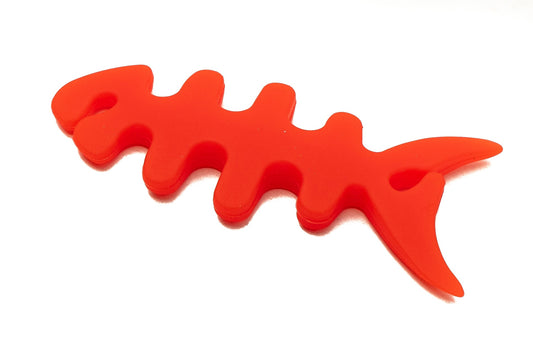 SYSTEM-S Cable Manager Wrap Cable Winder Fish Shape Silicone Winder Cable Protector for Headphones in Red