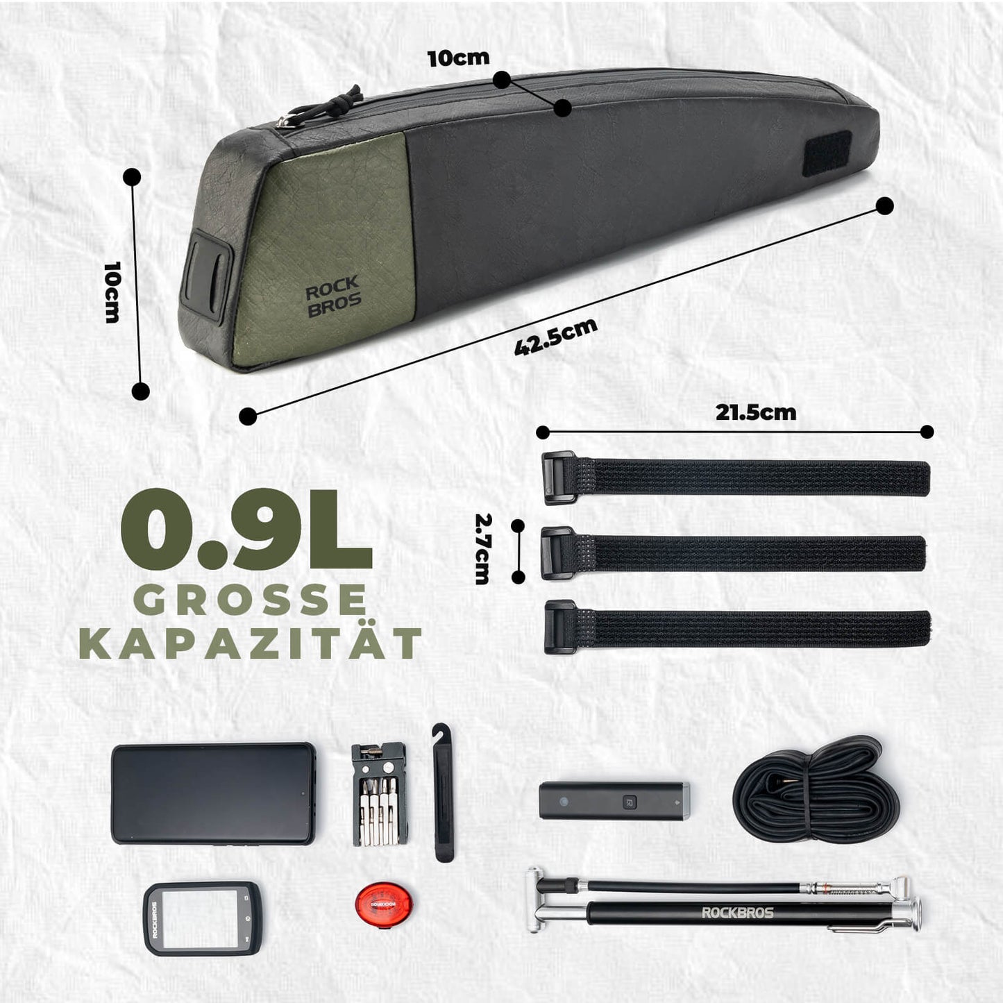 2-in-1 top tube bag, water-repellent, with shoulder strap, 0.9L