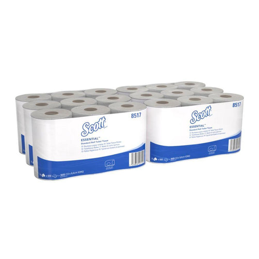 Scott® Essential™ Toilettenpapier 8517 2-lagig 36 Rollen/21.600 Blatt | Karton (6 Päckchen)