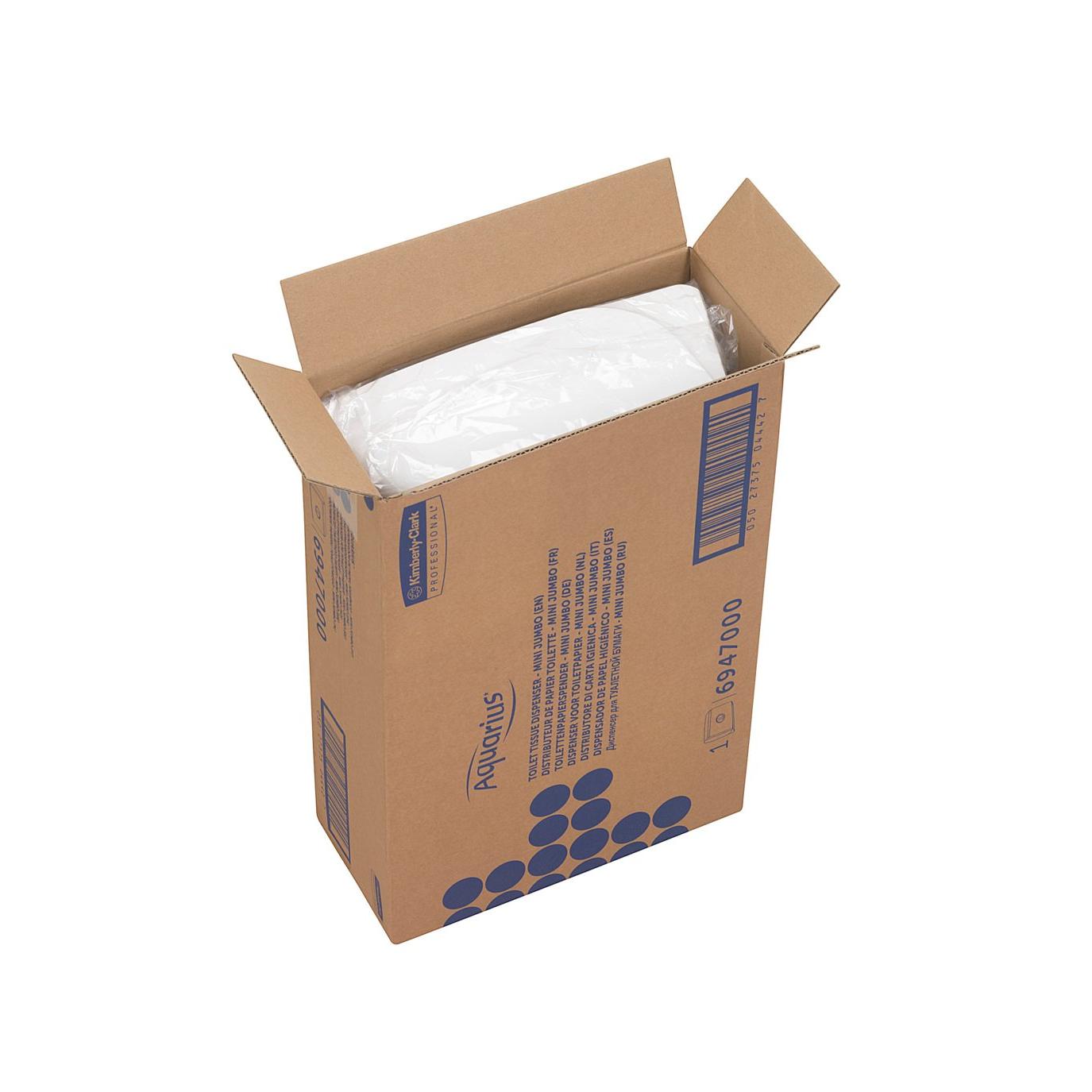 Aquarius™ Toilet Tissue Dispenser - Double Roll Dispenser for Jumbo Toilet Tissue Mini / White - 1 Dispenser | Carton (1 Dispenser)