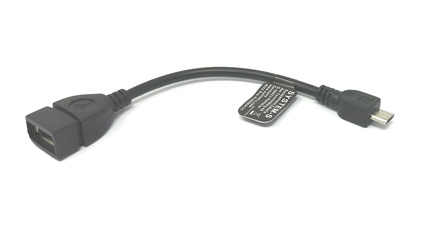 SYSTEM-S USB 2.0 cable 15 cm Micro B male to Type A female adapter in black