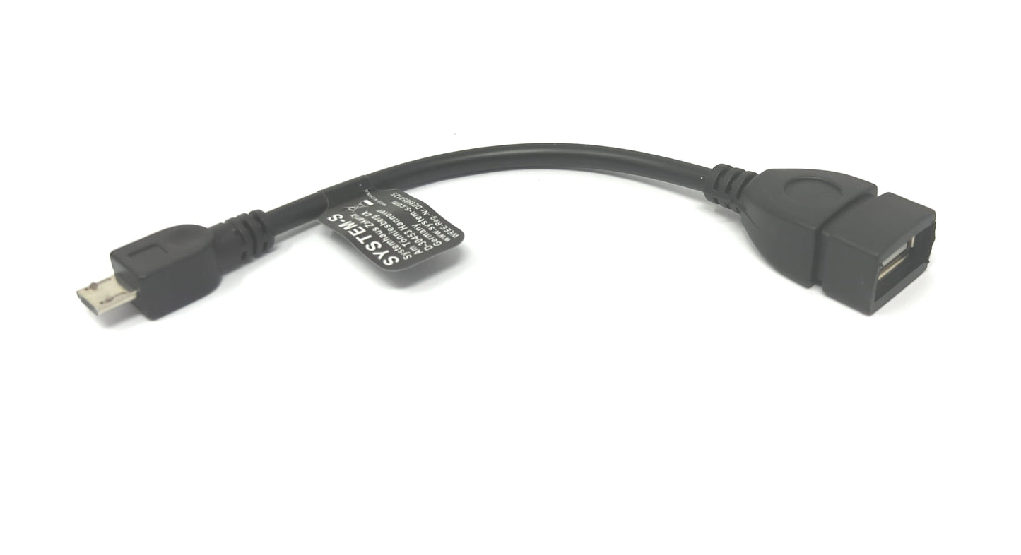 SYSTEM-S USB 2.0 cable 15 cm Micro B male to Type A female adapter in black