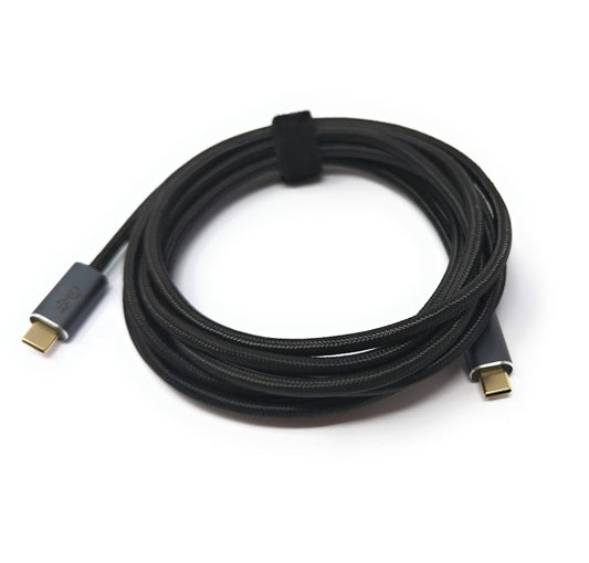 SYSTEM-S USB 3.2 Gen 2 snúra 300 cm Tegund C karlkyns í karlkyns fléttuð svört