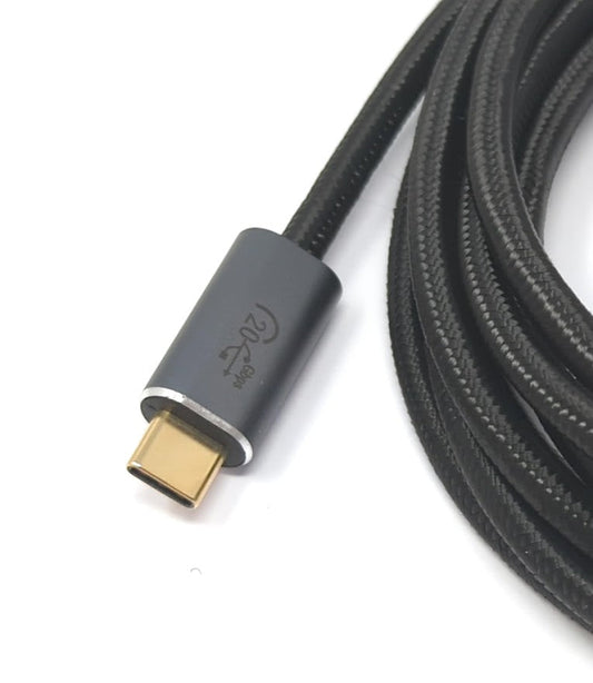 SYSTEM-S USB 3.2 Gen 2 snúra 300 cm Tegund C karlkyns í karlkyns fléttuð svört