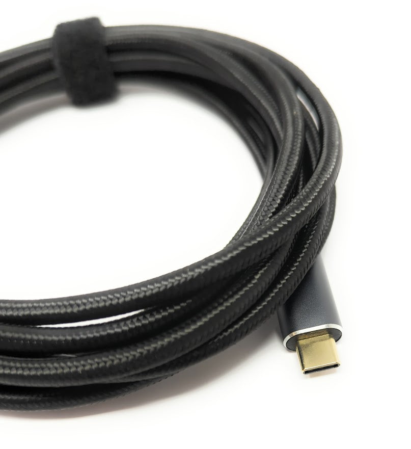 SYSTEM-S USB 3.2 Gen 2 snúra 300 cm Tegund C karlkyns í karlkyns fléttuð svört