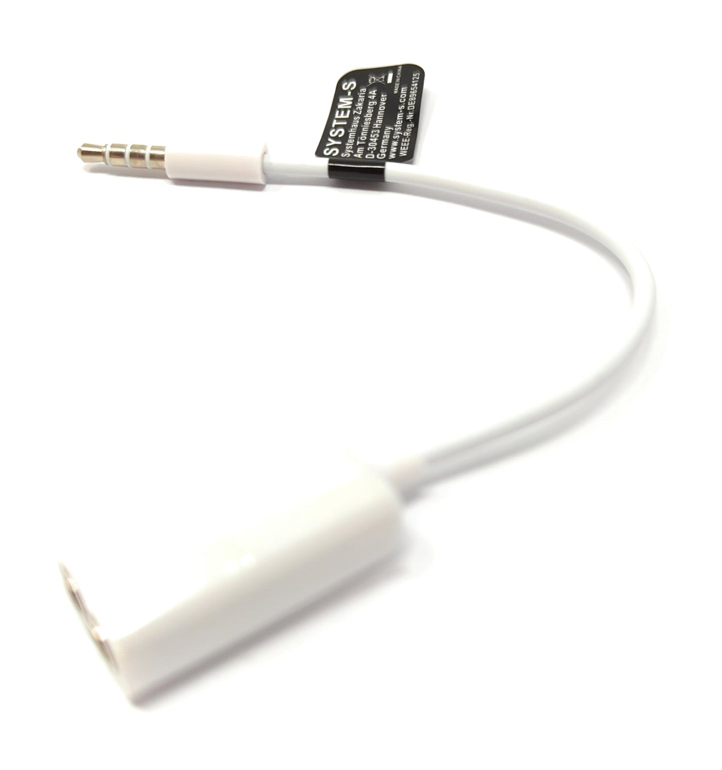 SYSTEM-S Audio Y Cable 15 cm Stereo AUX Jack 3.5 mm Male to 2x Female in White
