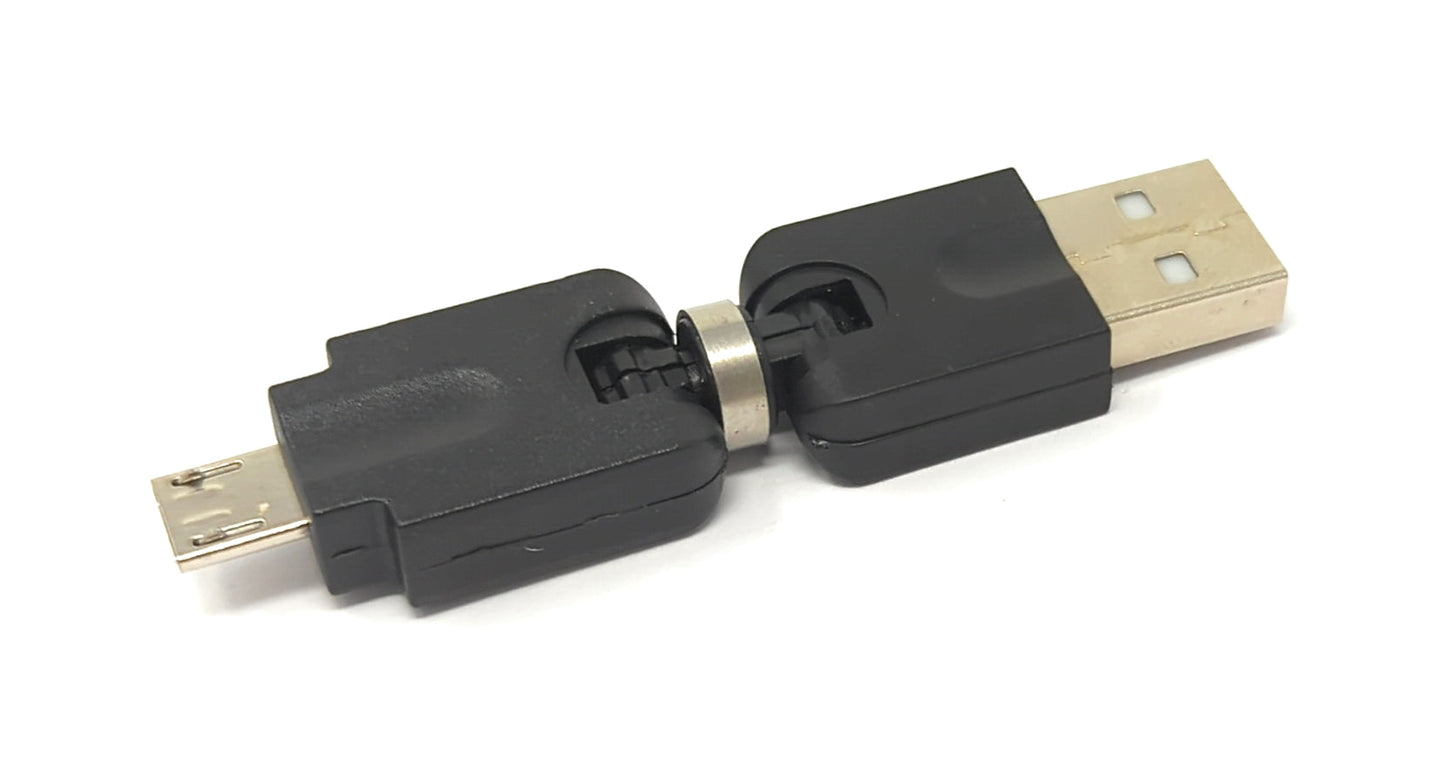 SYSTEM-S USB 2.0 millistykki Micro B karlkyns í Type A kvenkyns 360° hornsnúra í svörtu