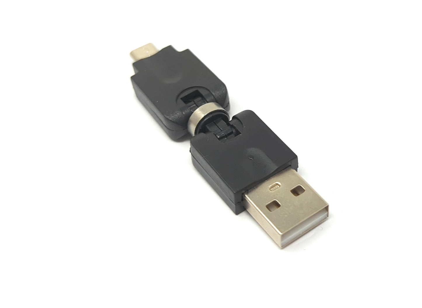 SYSTEM-S USB 2.0 millistykki Micro B karlkyns í Type A kvenkyns 360° hornsnúra í svörtu