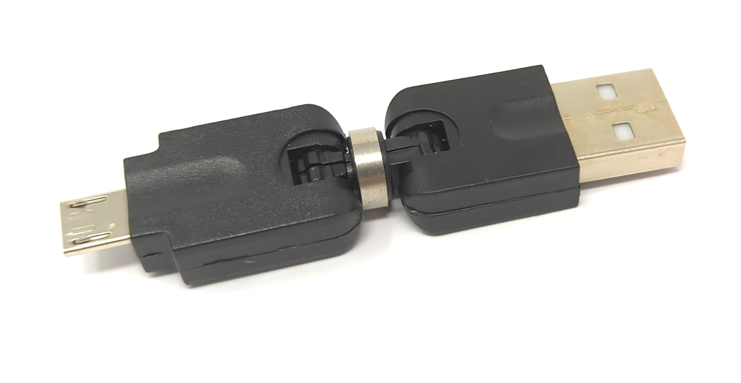 SYSTEM-S USB 2.0 millistykki Micro B karlkyns í Type A kvenkyns 360° hornsnúra í svörtu