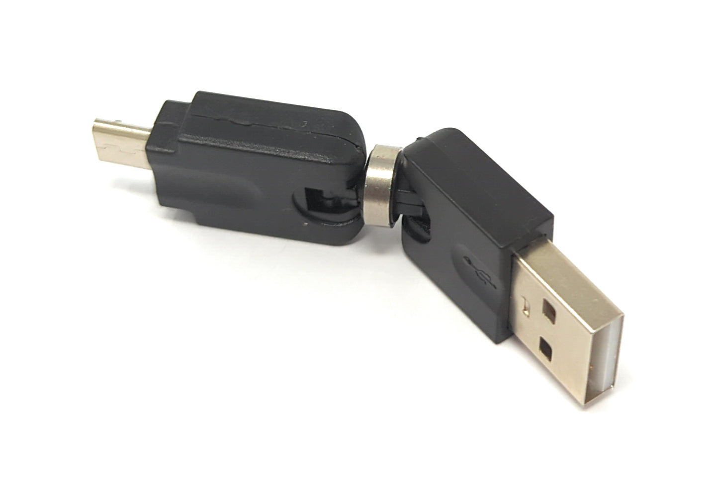 SYSTEM-S USB 2.0 millistykki Micro B karlkyns í Type A kvenkyns 360° hornsnúra í svörtu