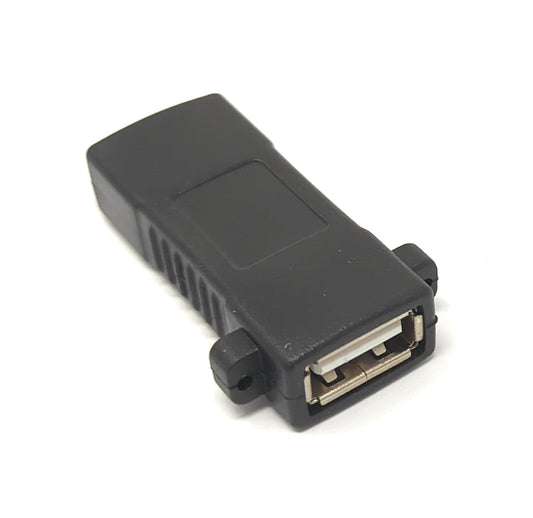 SYSTEM-S USB 2.0 Adapter Type A Female to Female Screw Cable in Black