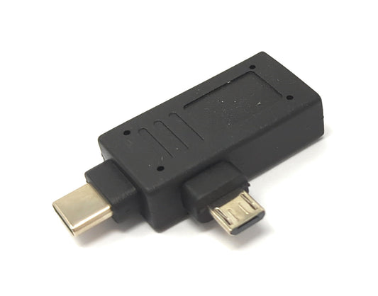 SYSTEM-S USB Y 3.1 millistykki Tegund C karlkyns og 2.0 Micro B karlkyns í A kvenkyns snúra, svart