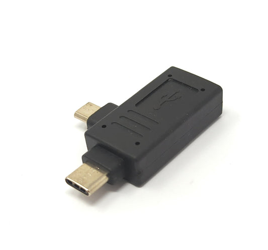 SYSTEM-S USB Y 3.1 millistykki Tegund C karlkyns og 2.0 Micro B karlkyns í A kvenkyns snúra, svart