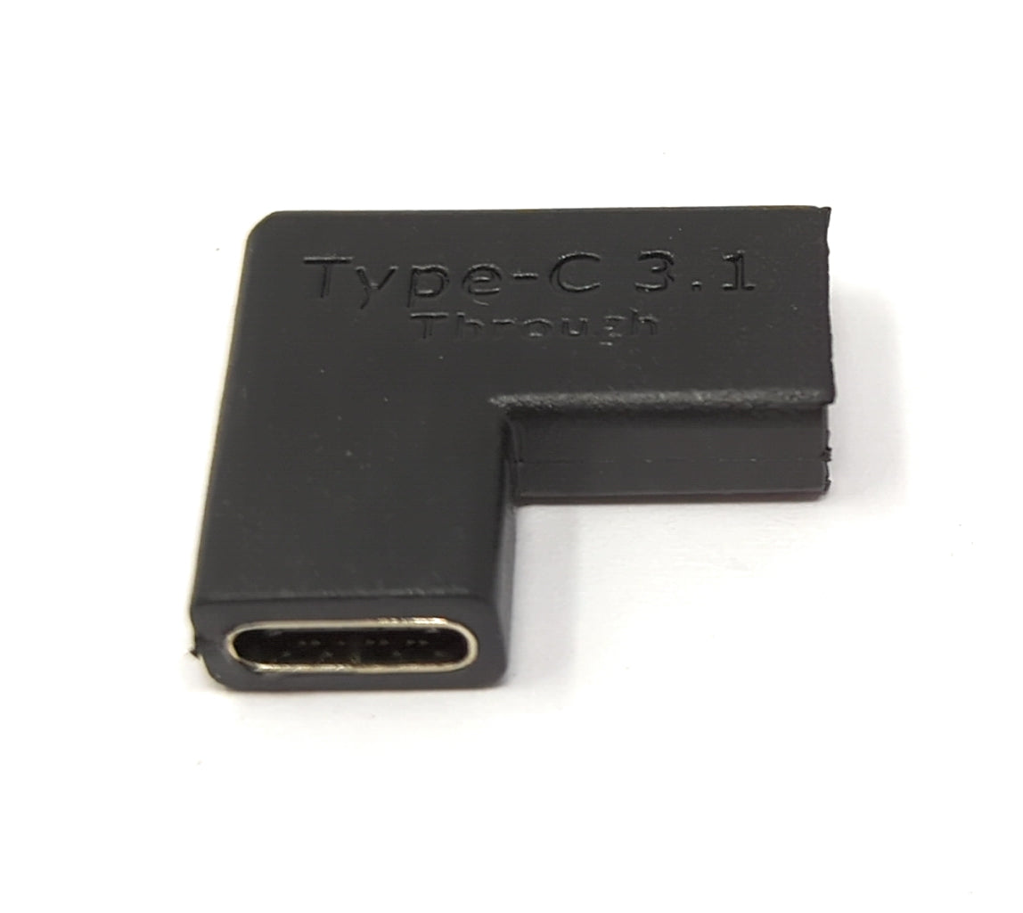 SYSTEM-S USB 3.1 millistykki af gerðinni C, kvenkyns í kvenkyns, vinklaður snúra, svartur