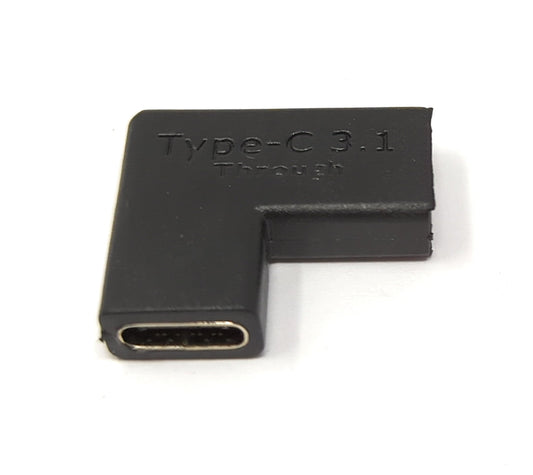 SYSTEM-S USB 3.1 millistykki af gerðinni C, kvenkyns í kvenkyns, vinklaður snúra, svartur