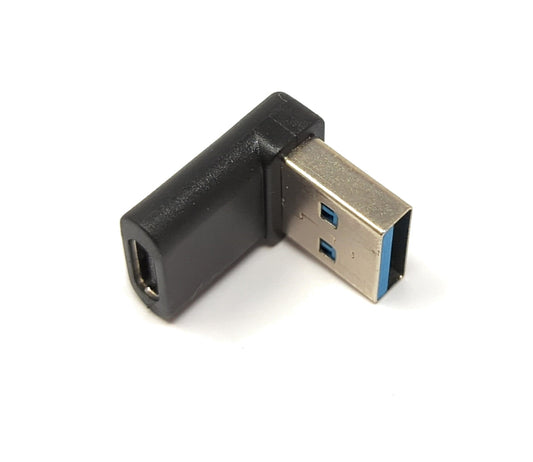 SYSTEM-S USB 3.1 adapter type C female to 3.0 type A male angled cable in black