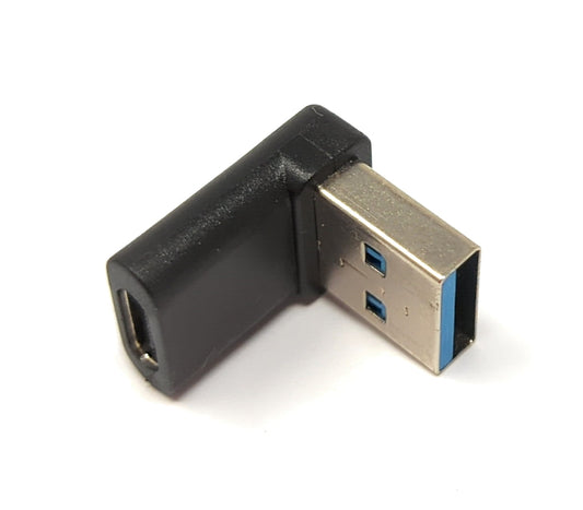 SYSTEM-S USB 3.1 adapter type C female to 3.0 type A male angled cable in black
