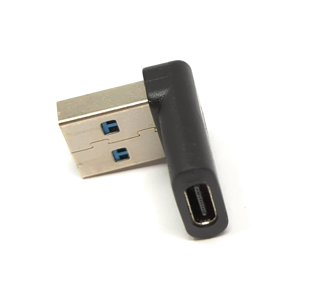 SYSTEM-S USB 3.1 millistykki af gerð C kvenkyns í 3.0 af gerð A karlkyns vinklaðan snúru í svörtu