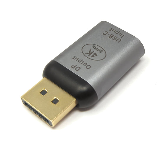 SYSTEM-S USB millistykki 3.1 Type C kvenkyns í DisplayPort karlkyns einátta DP 4K kapall í gráu