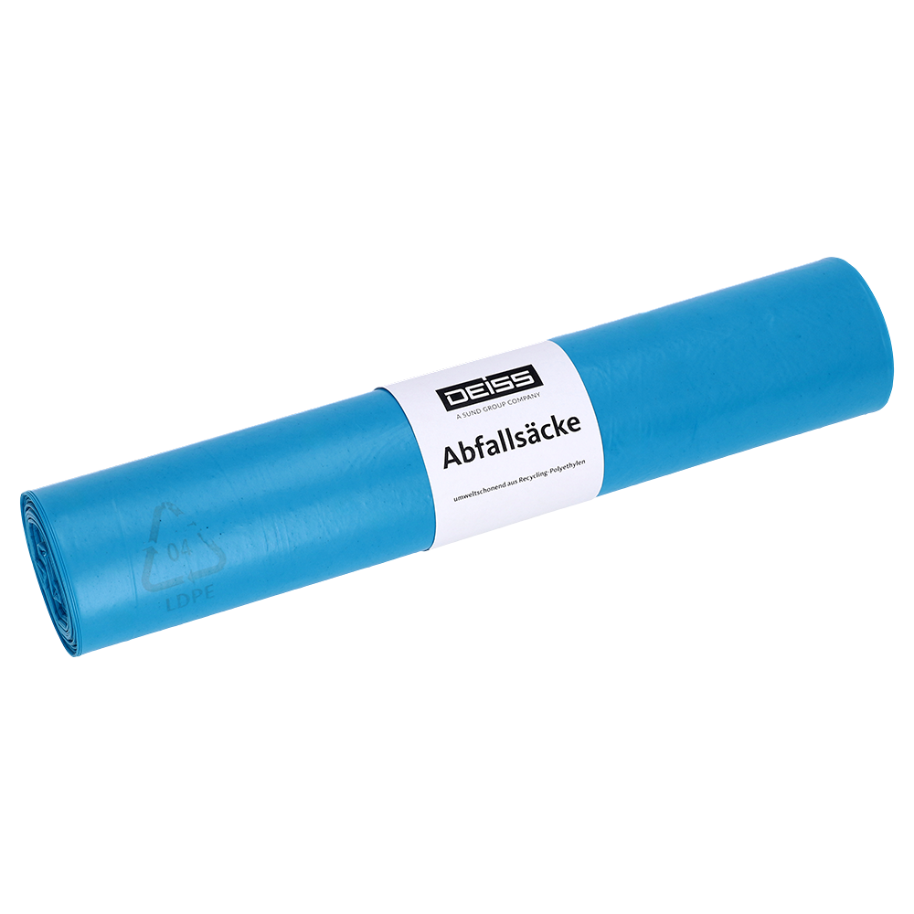 DEISS Abfallsäcke aus Recycling-LDPE 120 l - 62? | Rolle (15 Stück)