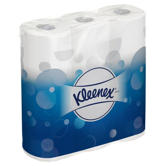 Kleenex® Toilettenpapierrollen - Kleinrollen / Weiß - 8 Packs x 9 small rolls x 195 Toilet Tissue Sheets | Karton (8 Päckchen)