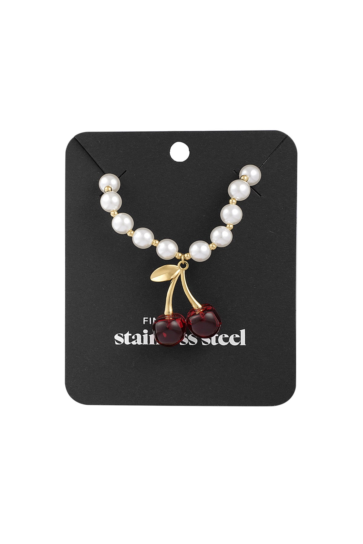 Halskette „Kirsche oben drauf“ – Goldfarbe - Goldfarbefarbe